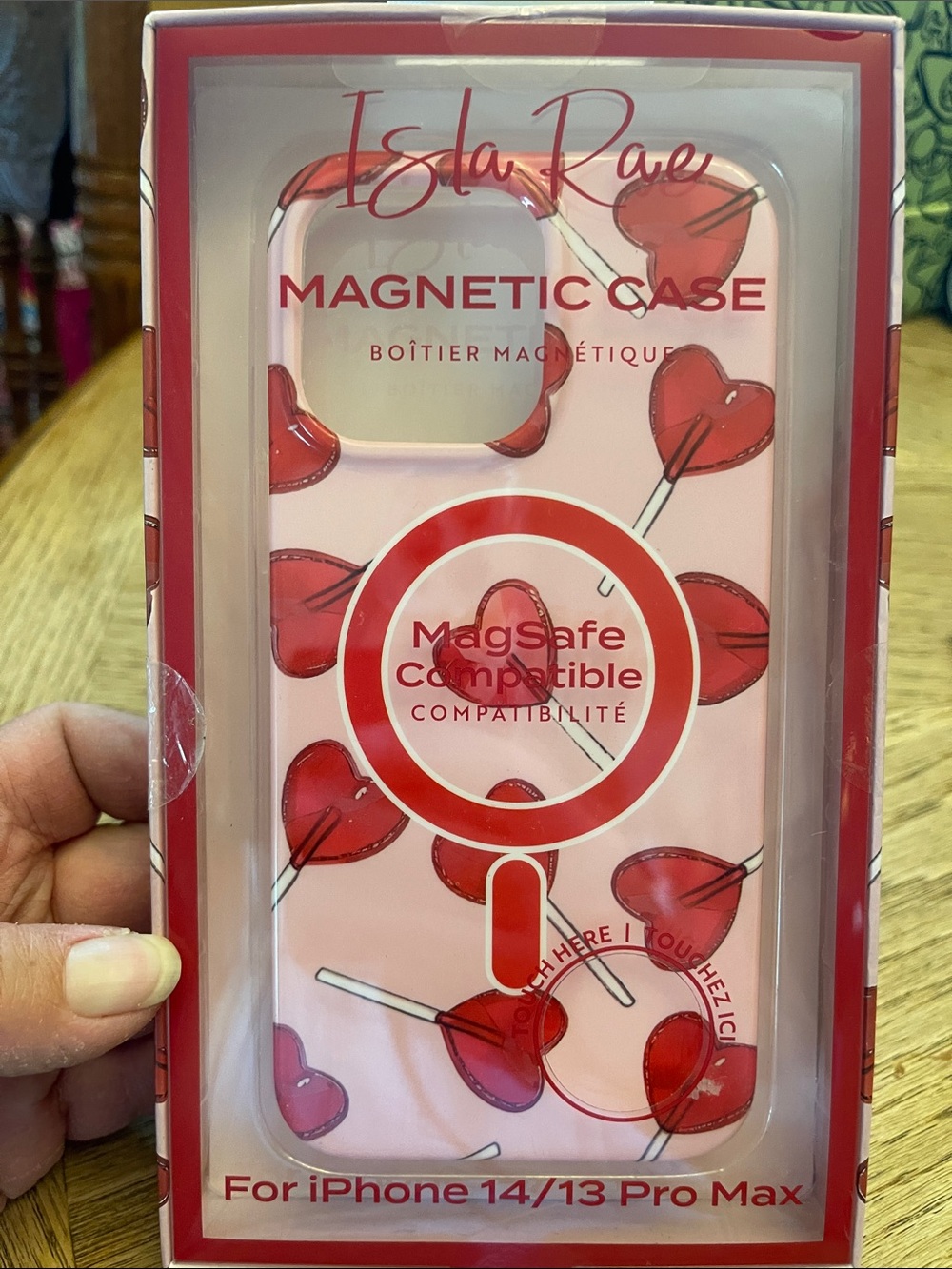 Isla Rae Magnetic Case with Pink Heart Suckers for iPhone 14/13 Pro Max